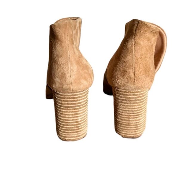 42 Gold Tan Suede Peep Toe Loyalty Bootie Size 6.5 - Picture 6 of 7